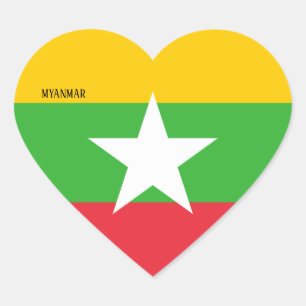 Myanmar Flag Splendid Patriotic Heart Sticker