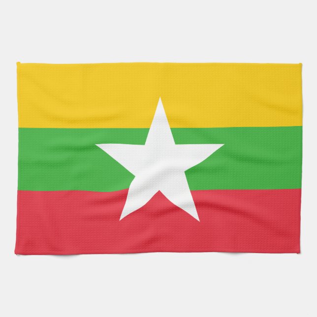 Myanmar Flag Tea Towel (Horizontal)