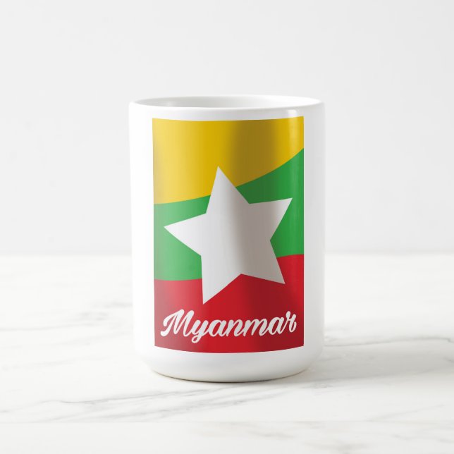 Myanmar Flag travel poster Coffee Mug (Center)