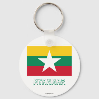 Myanmar Flag with Name Key Ring
