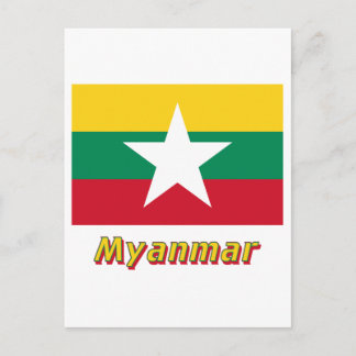 Myanmar Flag with Name Postcard