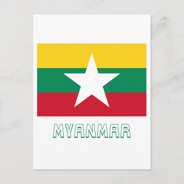 Myanmar Flag with Name Postcard (Front)
