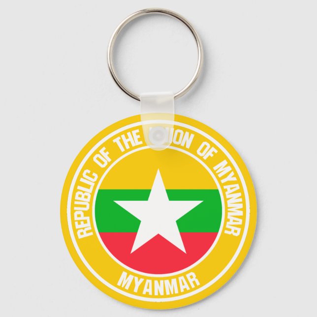 Myanmar Round Emblem Key Ring (Front)