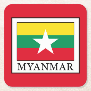 Myanmar Square Paper Coaster