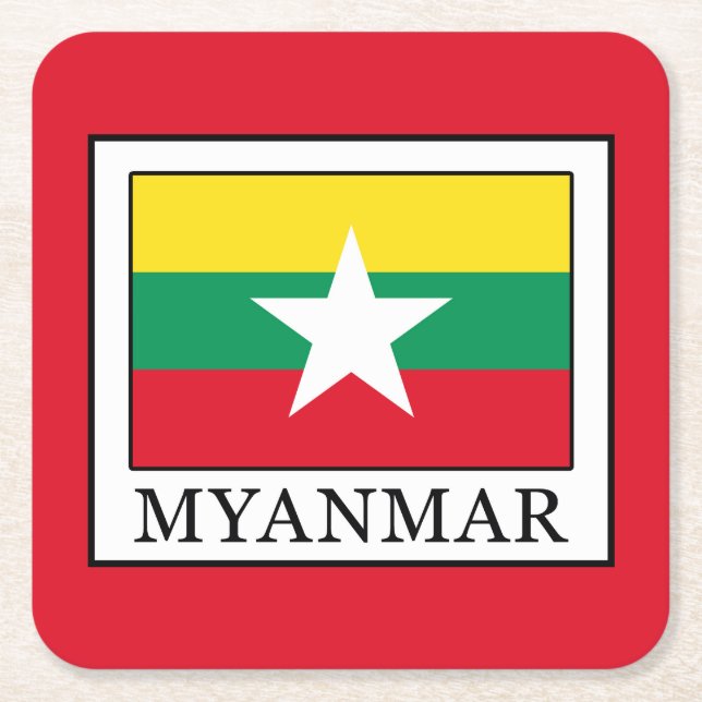 Myanmar Square Paper Coaster (Front)