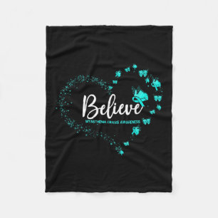 Myasthenia Gravis Awareness Butterfly Believe Fleece Blanket