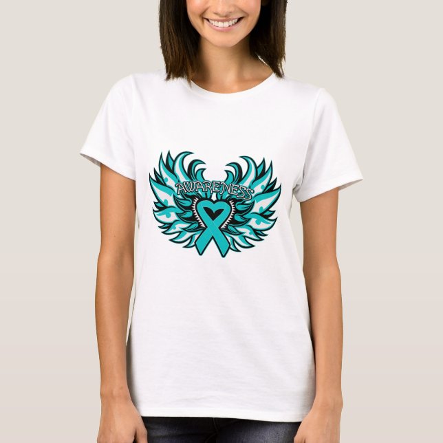 Myasthenia Gravis Awareness Heart Wings T-Shirt (Front)