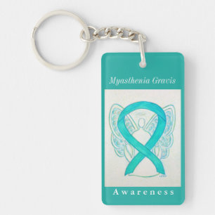 Myasthenia Gravis Awareness Ribbon Angel Keychain