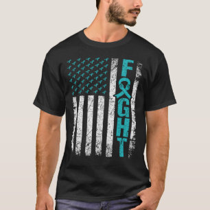 Myasthenia Gravis Fight USA Flag Teal MG Awareness T-Shirt