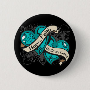 Myasthenia Gravis Hope Faith Dual Hearts 6 Cm Round Badge
