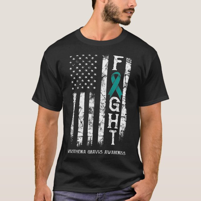 Myasthenia Gravis Warrior US Flag T-Shirt (Front)