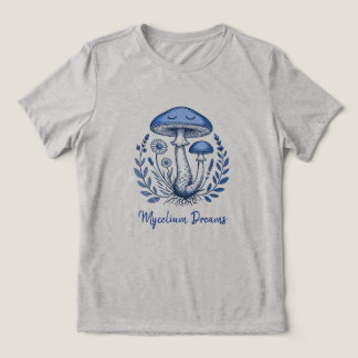 Mycelium Dreams Sleepy Mushroom Vintage Botanical Tri-Blend Shirt