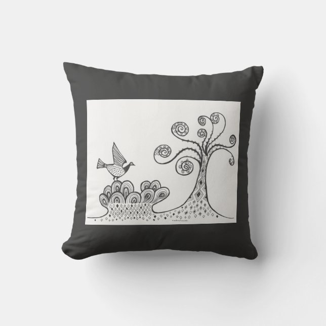 Mycenaean Greek Inspired Landscape & Bird Pillow (Front)