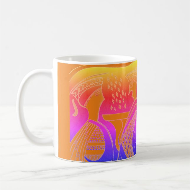 Mycenaean Greek Inspired Orange Gossips Mug (Left)