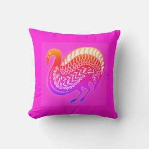 Mycenaean Greek Inspired Orange & Pink Bird Pillow
