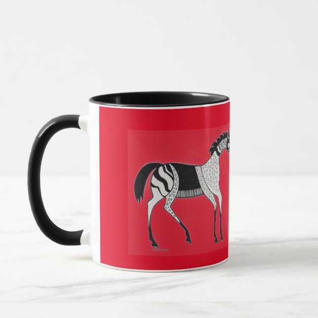 Mycenaean Greek Inspired Red Horse Mug (Left)