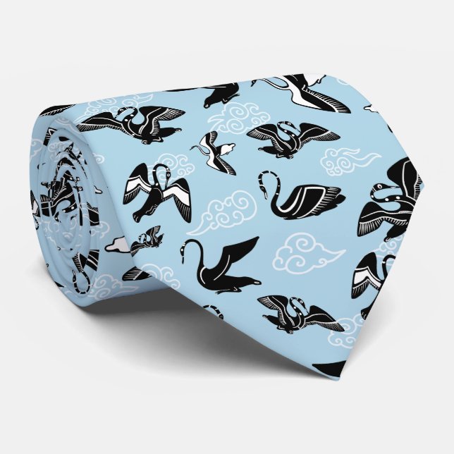 Mycenaean Inspired Greek Decorative Birds Pattern  Tie (Rolled)