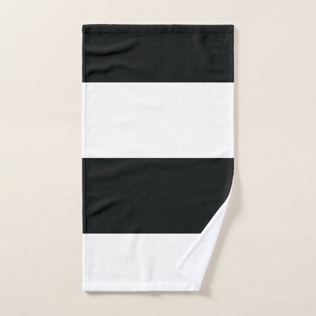 Mydeas | Black & White Extra Wide Stripes Hand Towel (Hand Towel)