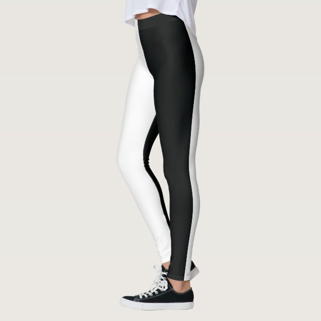 Mydeas | Black & White Extra Wide Stripes Leggings (Left)