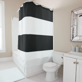 Mydeas | Black & White Extra Wide Stripes Shower Curtain