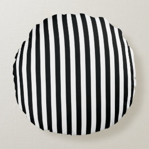 Mydeas   Black & White Thin Stripes Round Cushion