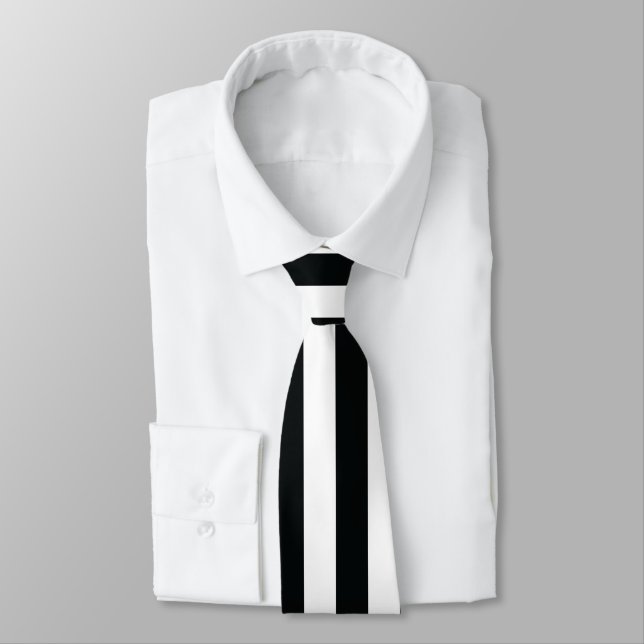 Mydeas | Black & White Thin Stripes Tie (Tied)