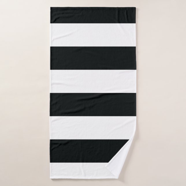 Mydeas | Black & White Wide Stripes Bath Towel (Bath Towel)