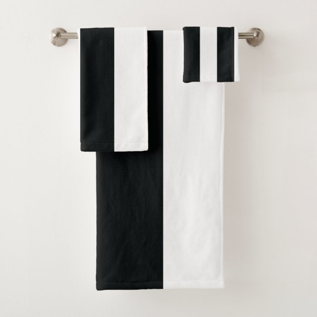 Mydeas | Black & White Wide Stripes Bath Towel Set (Insitu)