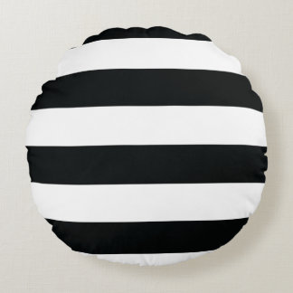 Mydeas | Black & White Wide Stripes Round Cushion