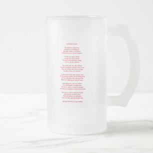 MyDeepLovePoemTextRedOnWhite021411 Frosted Glass Beer Mug