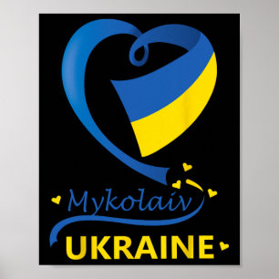 Mykolaiv Ukraine National Flag Heart Emblem Crest Poster