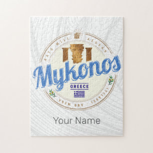 Mykonos Cyclades Islands Greece Vintage Souvenir Jigsaw Puzzle