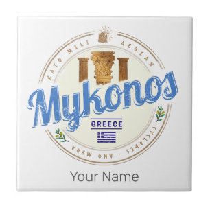 Mykonos Cyclades Islands Greece Vintage Souvenir Tile