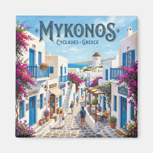 Mykonos Cyclades Travel Street Greece Magnet