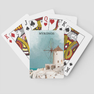 Mykonos Greece Alefkandra Windmill Playing Cards