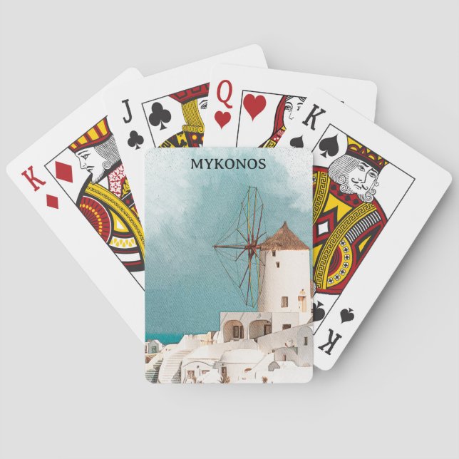 Mykonos Greece Alefkandra Windmill Playing Cards (Back)