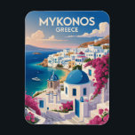 Mykonos Greece Coast Travel Art Vintage Magnet<br><div class="desc">Mykonos retro vector travel design. From the scenic windmills to the charming lanes of Little Venice,  Mykonos offers a perfect mix of relaxation,  beauty,  and energy.</div>