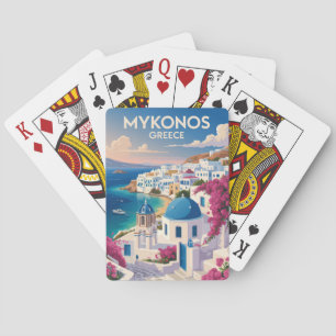 Mykonos Greece Coast Travel Art Vintage Playing Cards