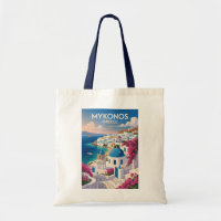 Mykonos Greece Coast Travel Art Vintage