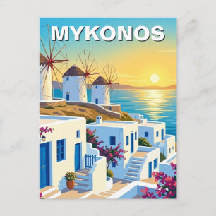 Mykonos Greece Cyclades Travel Street Postcard