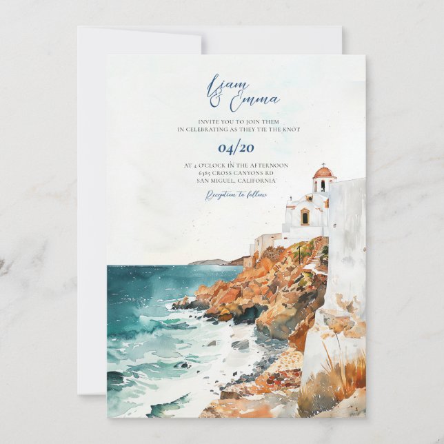 Mykonos Greece Greek Invite Wedding Destination (Front)