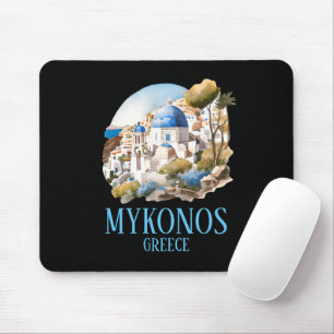 Mykonos Greece Greek Island Vintage Travel Mouse Pad
