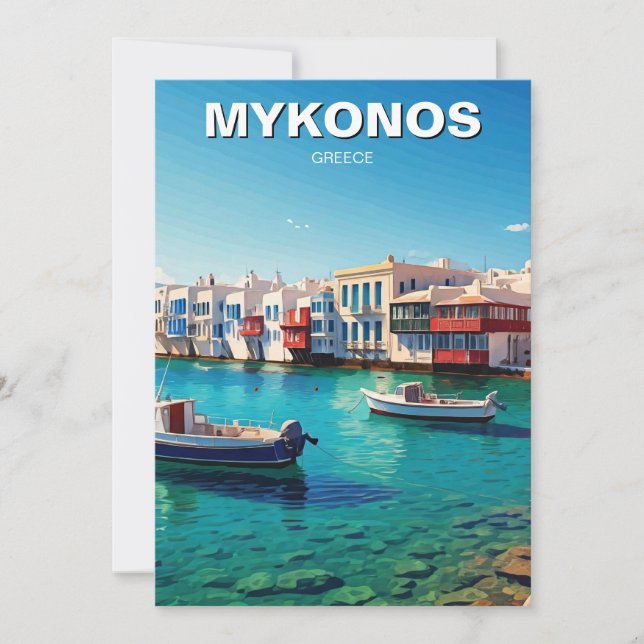 Mykonos Greece Greek Islands boats Holiday Card (Front)