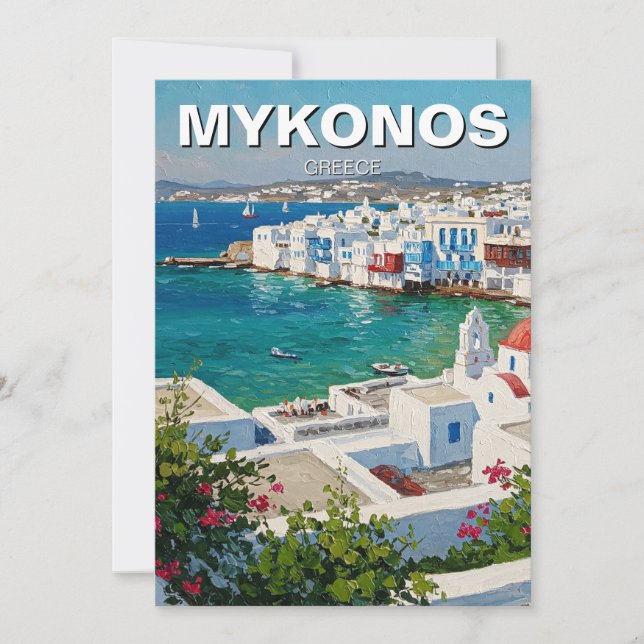Mykonos Greece Greek Islands Little Venice Holiday Card (Front)