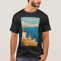 Mykonos Greece Illustration Travel Art Vintage