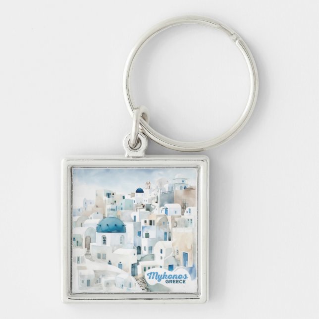 Mykonos Greece Key Ring (Front)
