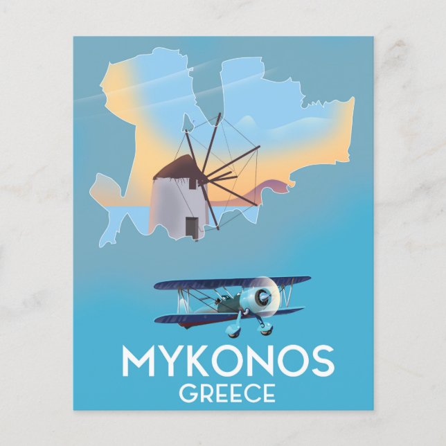 Mykonos Greece Map travel poster (Front)