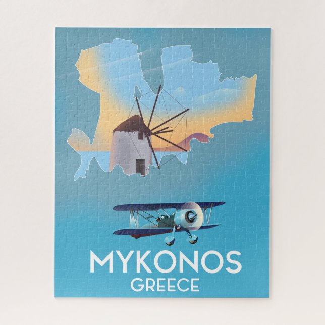 Mykonos Greece Map travel poster Jigsaw Puzzle (Vertical)