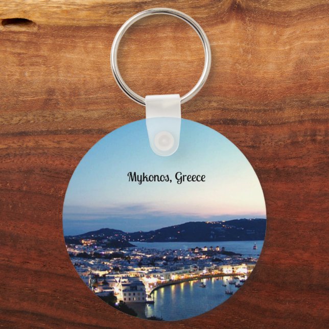Mykonos, Greece panorama Key Ring (Back)