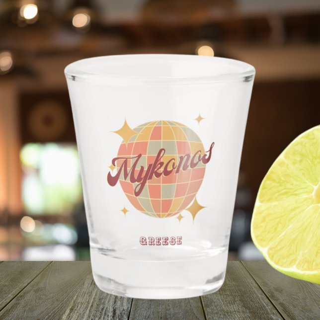 Mykonos Greece Retro accessory souvenir bar Shot Glass (Creator Uploaded)